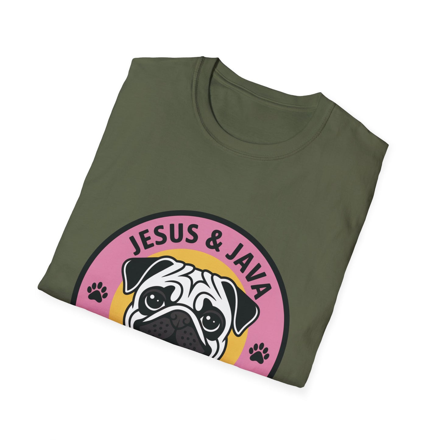 Jesus, Java & Paws β Retro Bubble Font Dog T-Shirt