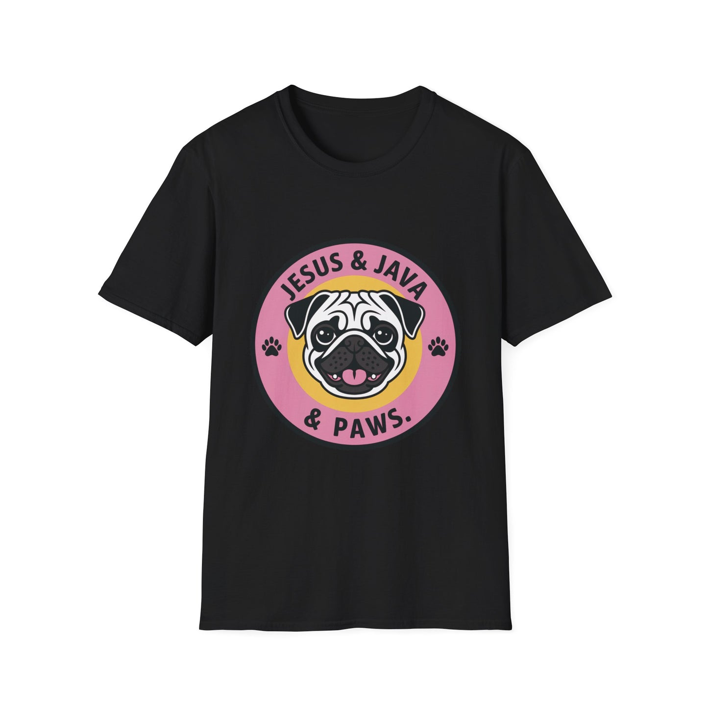Jesus, Java & Paws β Retro Bubble Font Dog T-Shirt