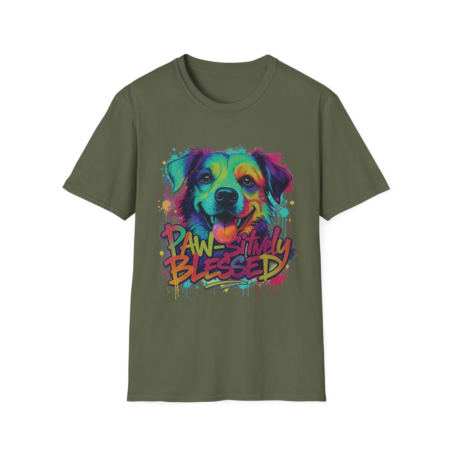 Paw-sitively Blessed Paint Dog T-Shirt