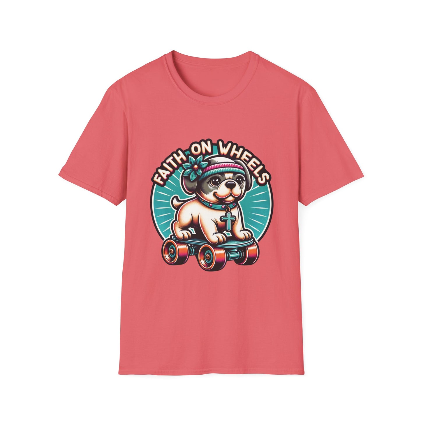 Faith on Wheels β Retro Roller-Skating Dog T-Shirt