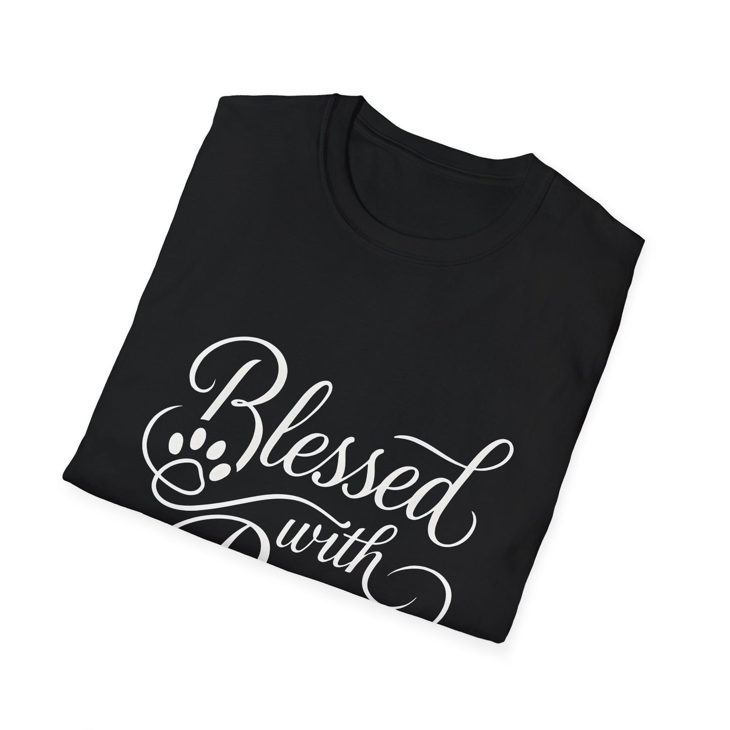 Blessed With Paws Calligraphy T-Shirt