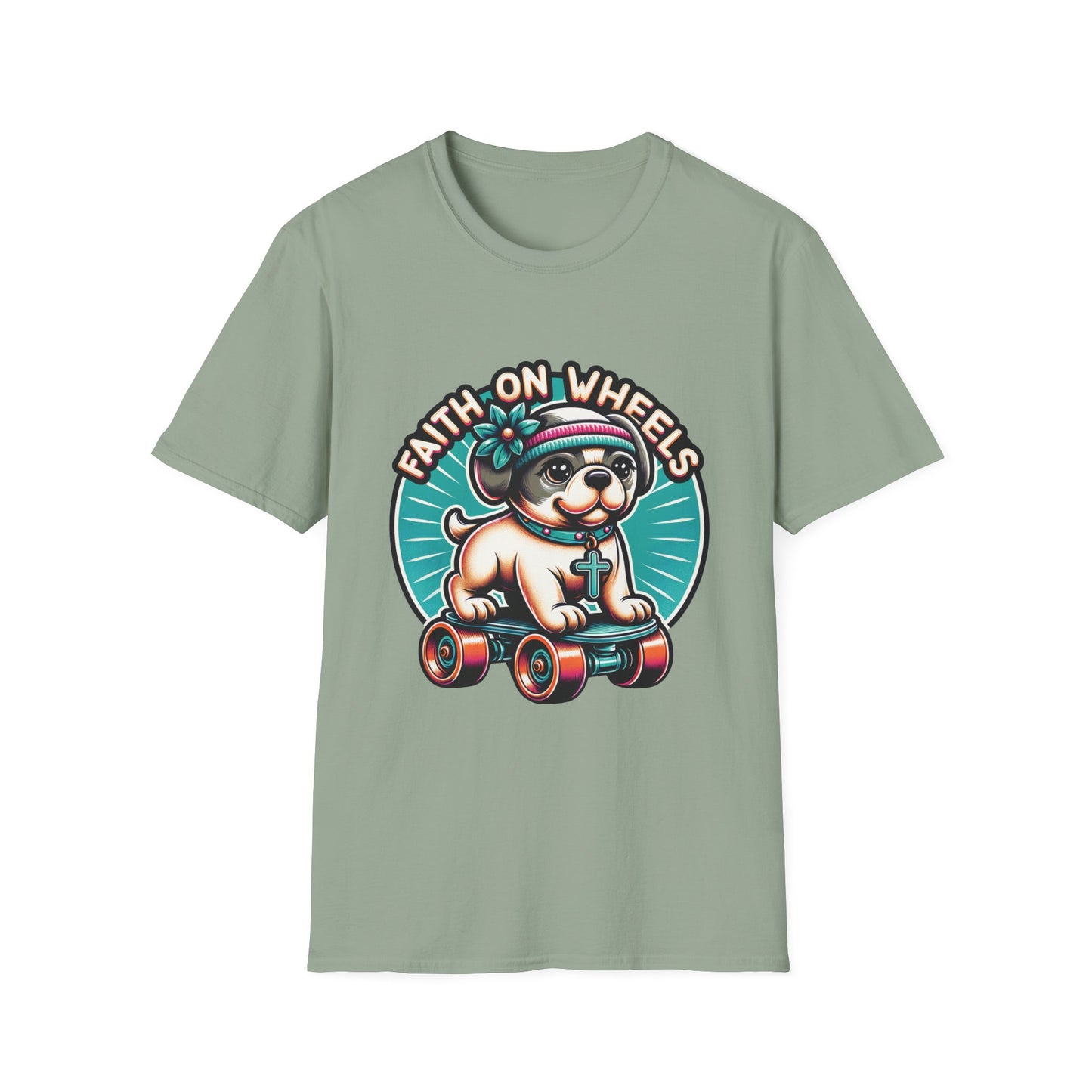 Faith on Wheels β Retro Roller-Skating Dog T-Shirt