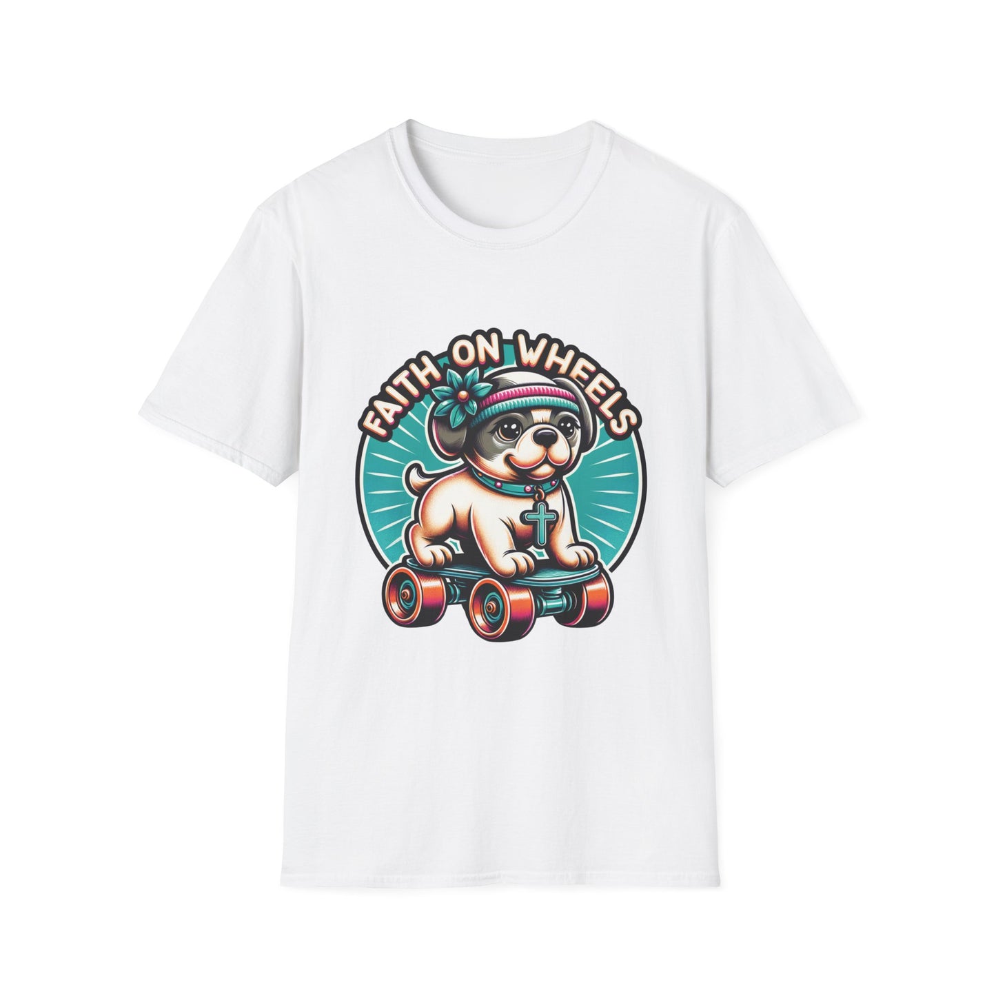 Faith on Wheels β Retro Roller-Skating Dog T-Shirt
