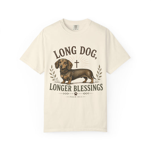 Dachshund — Long Dog, Longer Blessings T-Shirt (1)