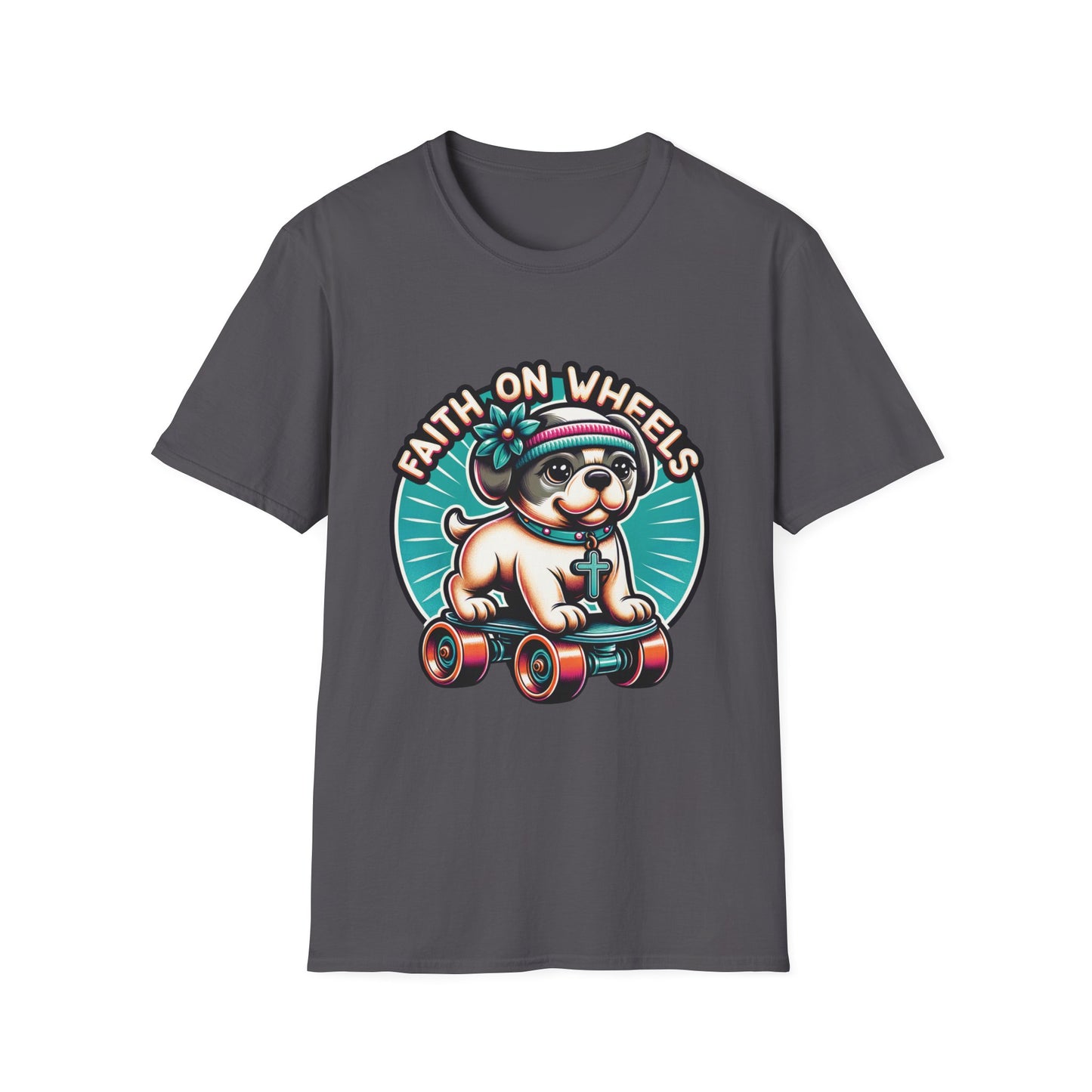 Faith on Wheels β Retro Roller-Skating Dog T-Shirt