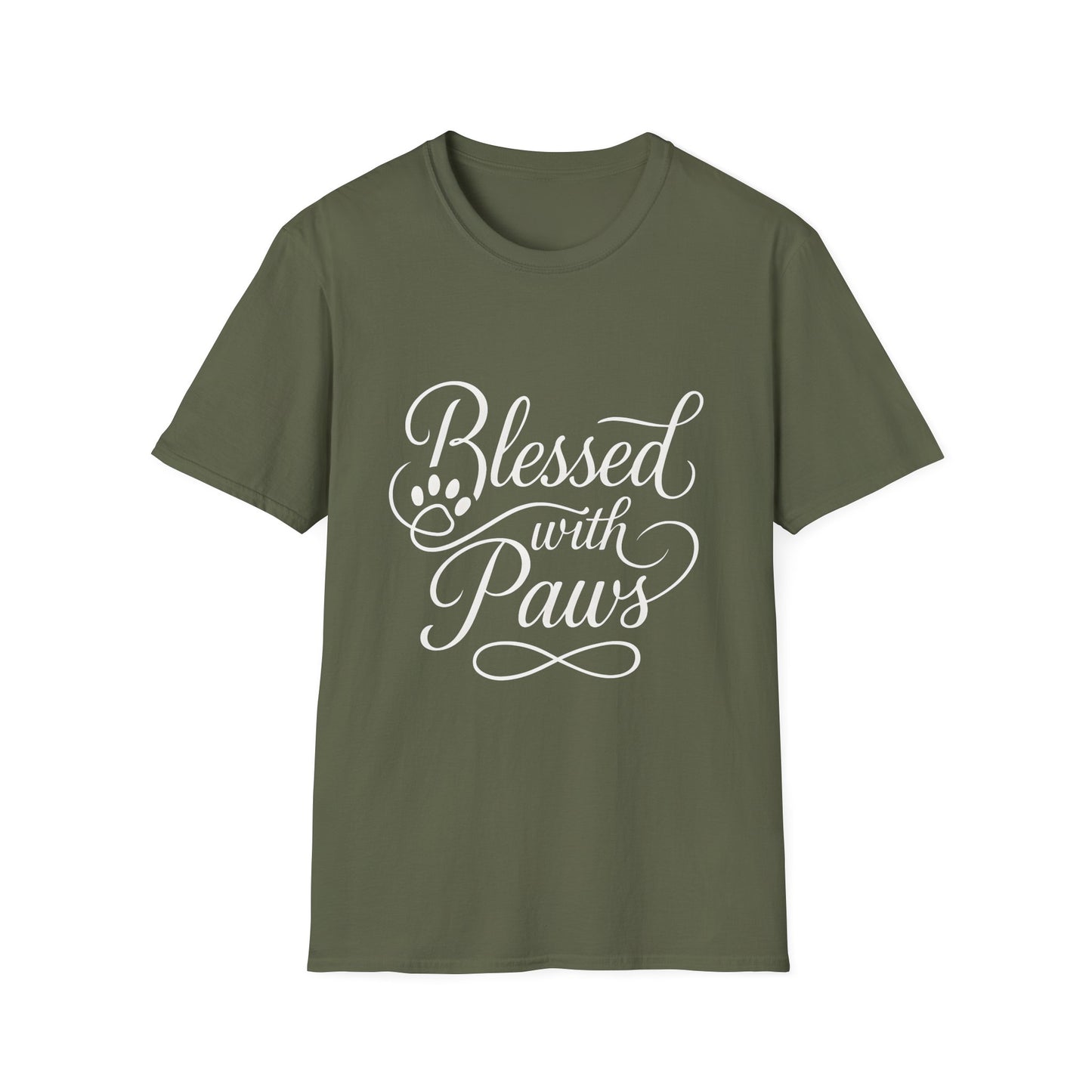 Blessed With Paws Calligraphy T-Shirt