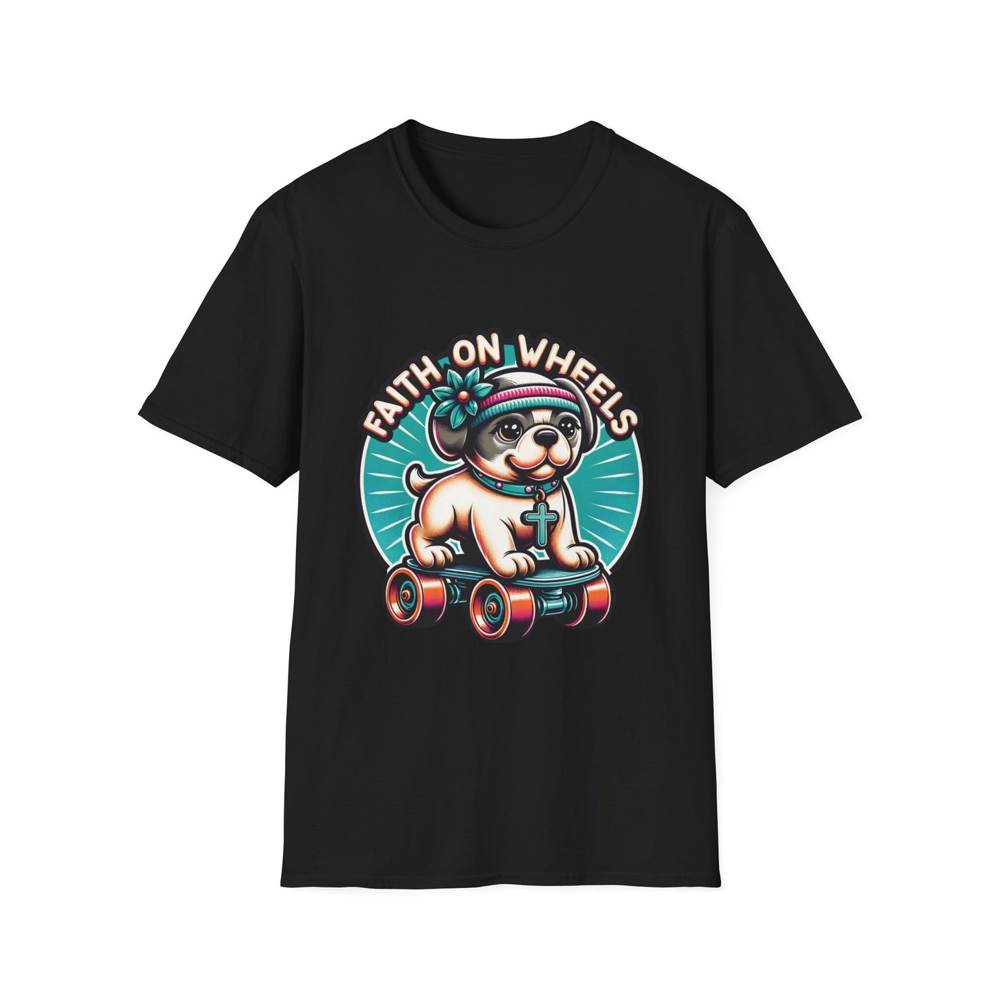 Faith on Wheels β Retro Roller-Skating Dog T-Shirt