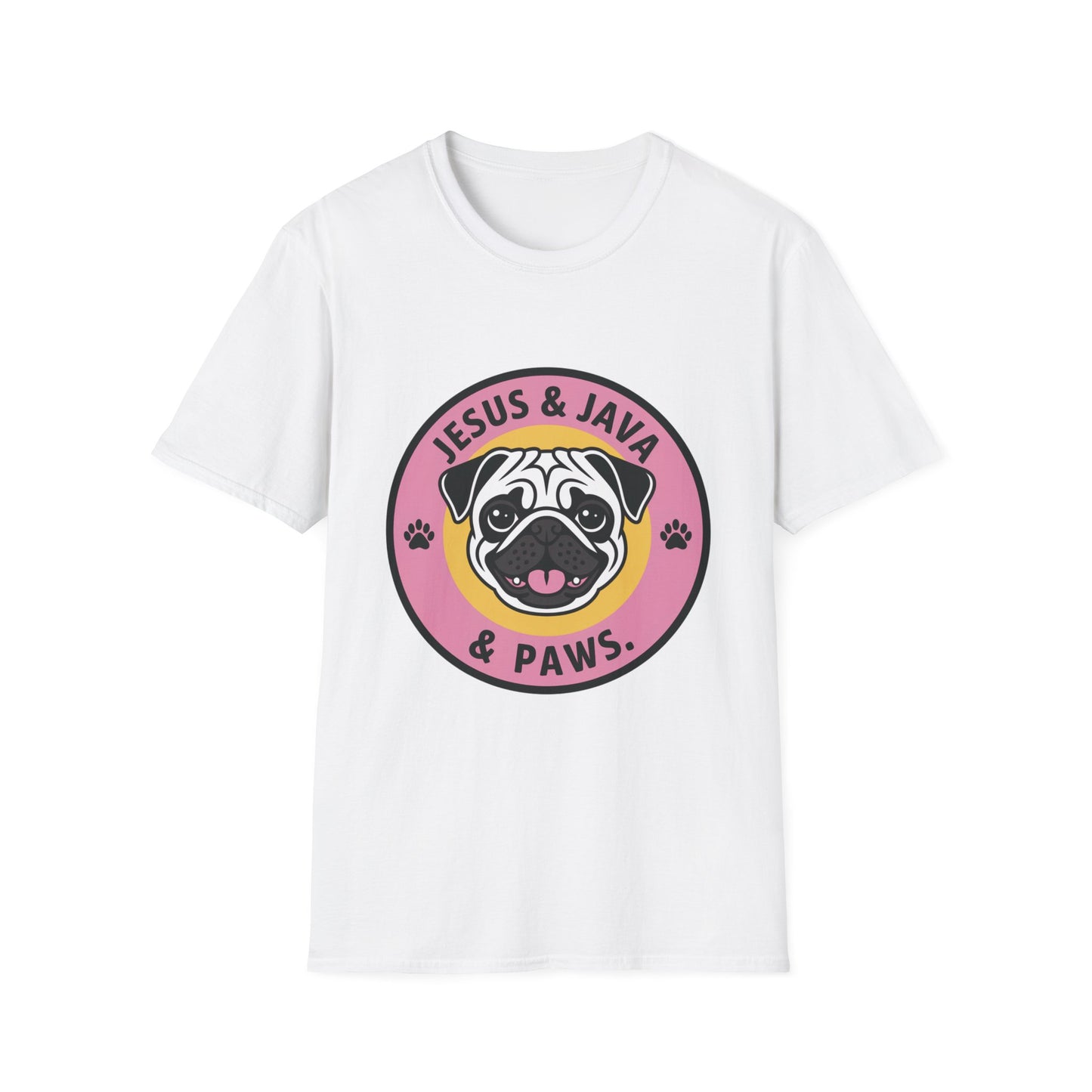 Jesus, Java & Paws β Retro Bubble Font Dog T-Shirt