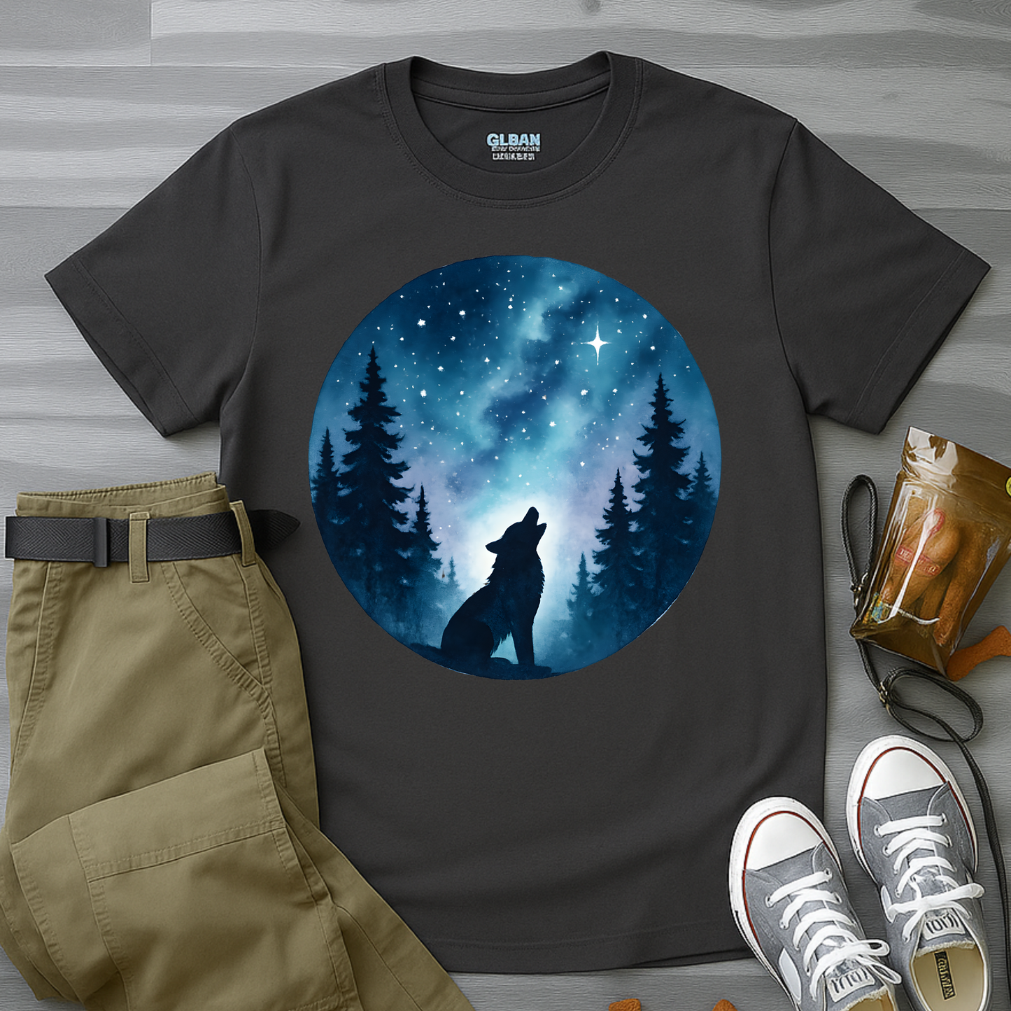 Howling Husky At The Stars T-Shirt