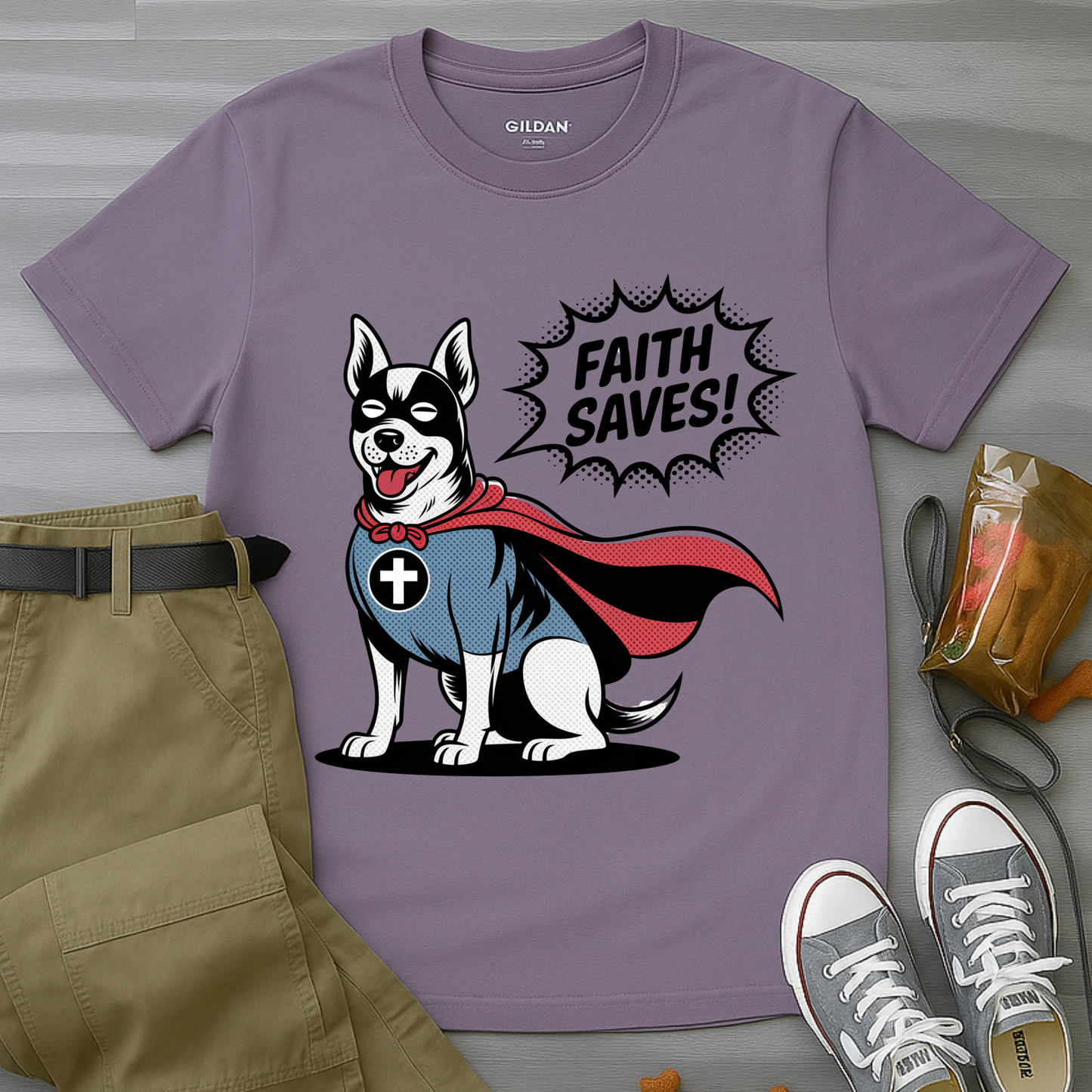 Faith Saves β Retro Superdog Comic T-Shirt