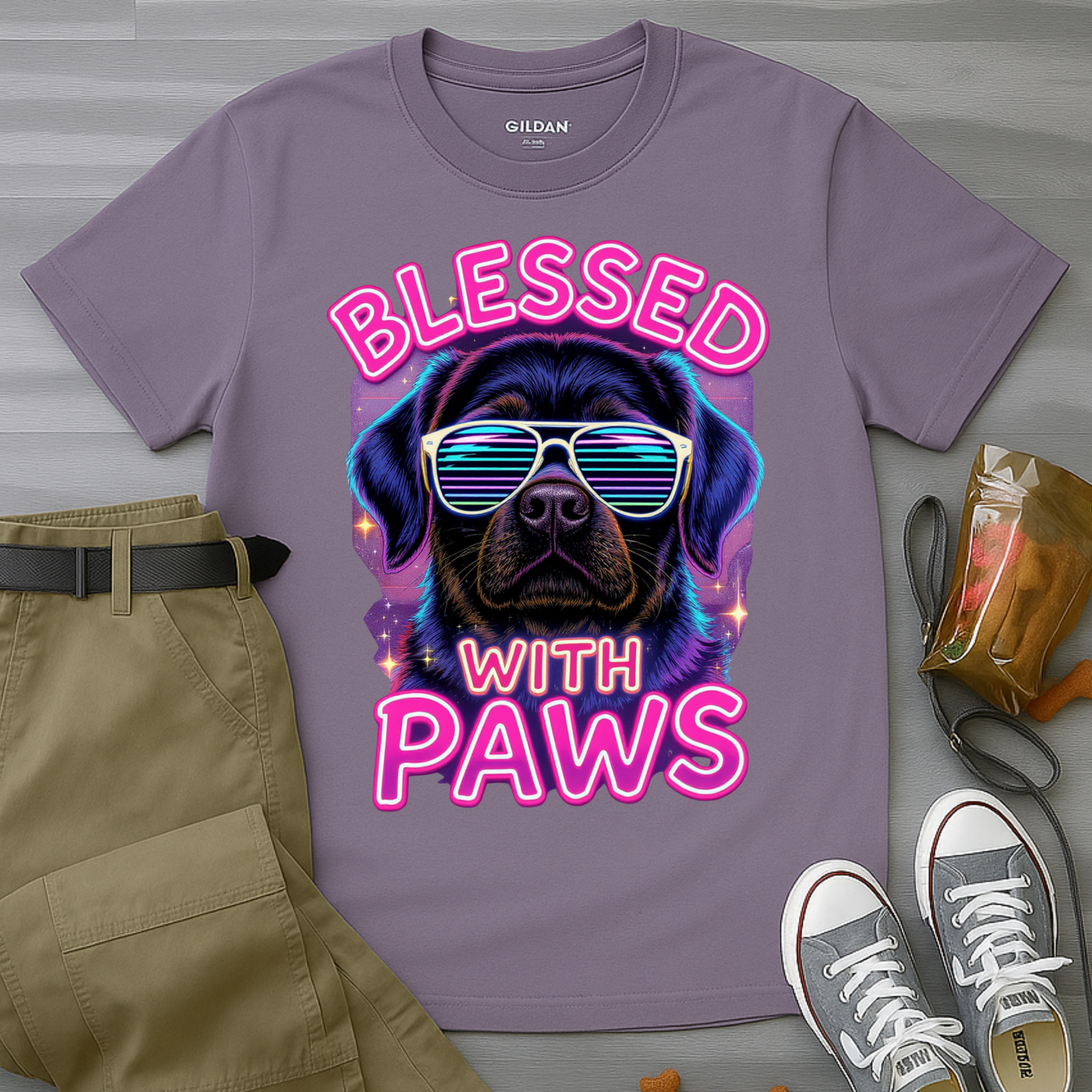 Blessed With Paws Neon T-Shirt