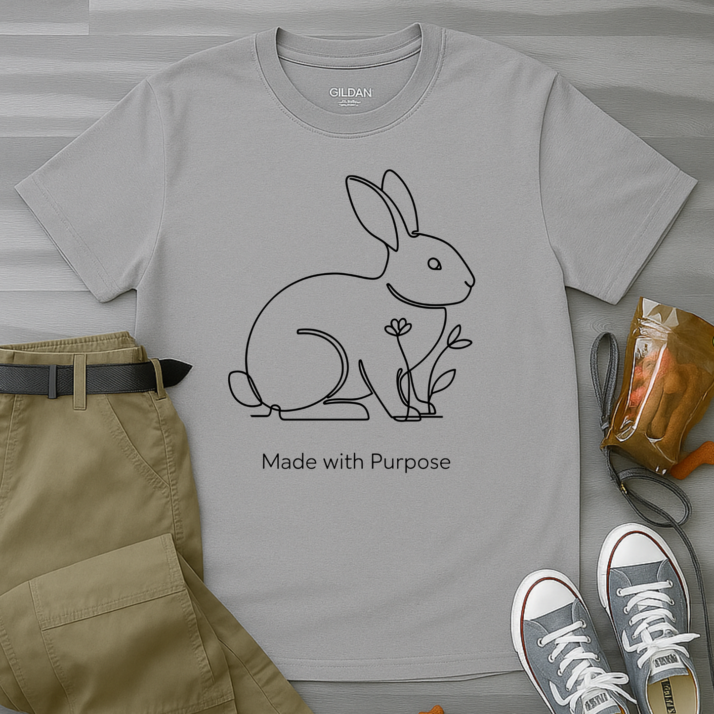 Made With Purpose Minimalist Rabbit T-Shirt