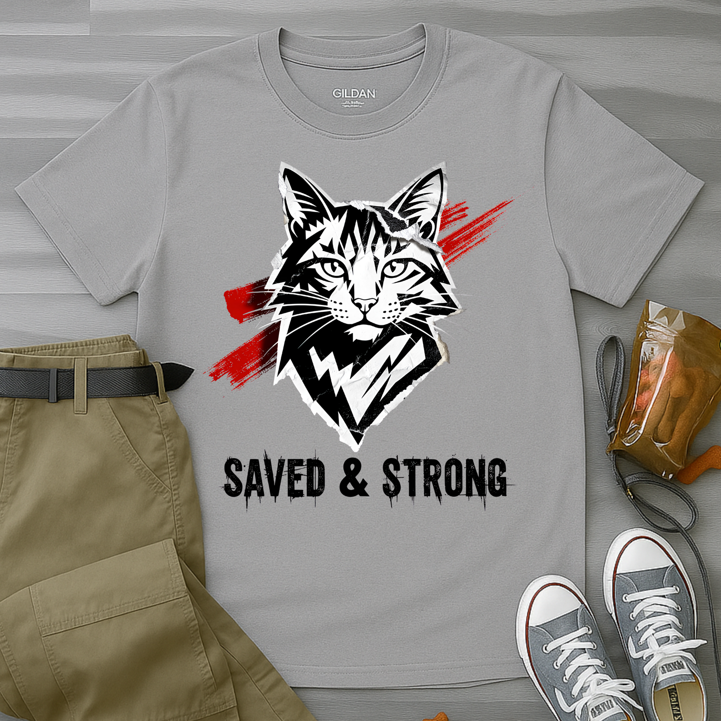 Punk Cat Saved And StrongT-Shirt