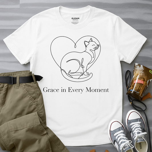 Grace In Every Moment Minimalist Cat T-Shirt