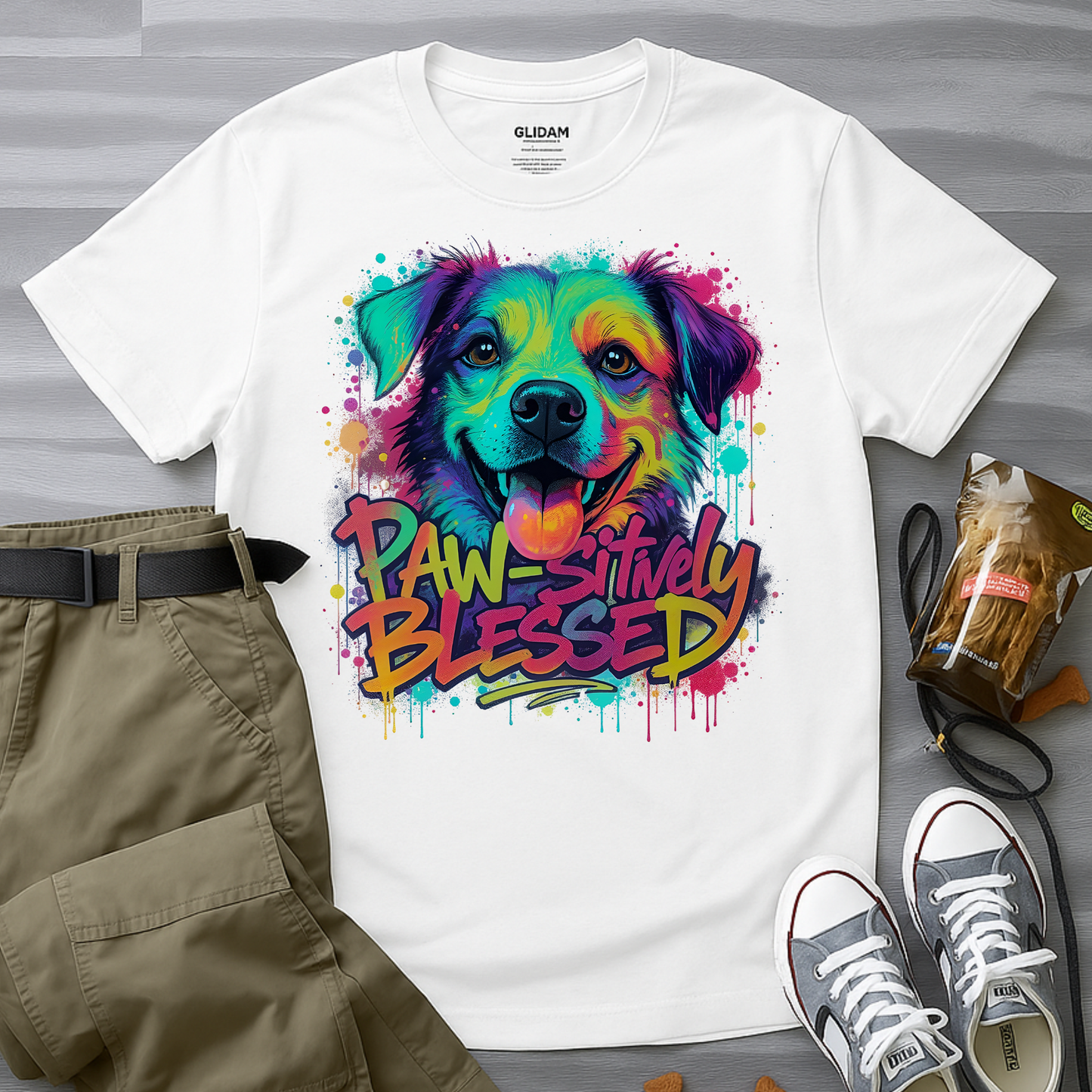 Paw-sitively Blessed Paint Dog T-Shirt