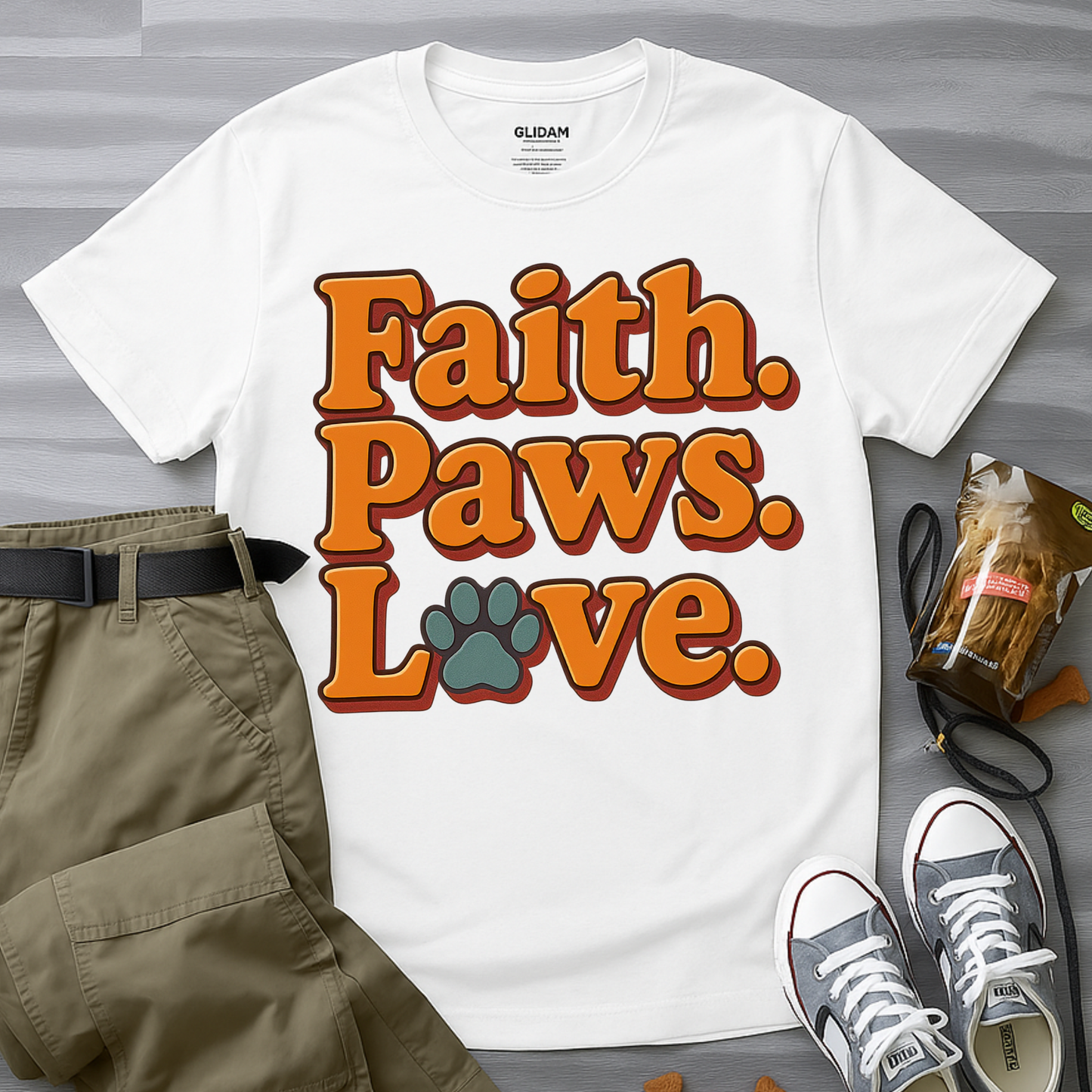 Faith Paws Love Retro T-Shirt
