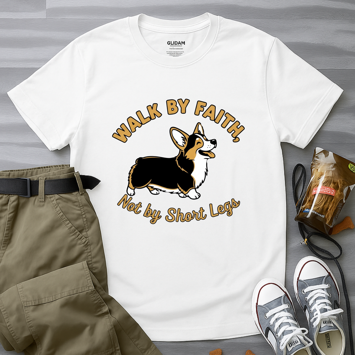 Walk By Faith Not By Short Legs Corgi T-Shirt