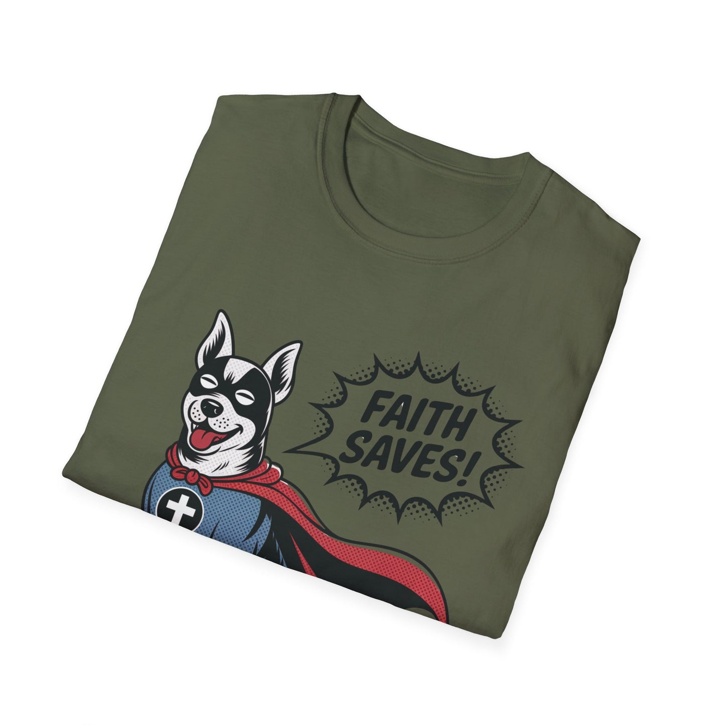 Faith Saves – Retro Superdog Comic T-Shirt