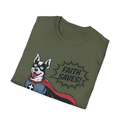 Faith Saves – Retro Superdog Comic T-Shirt