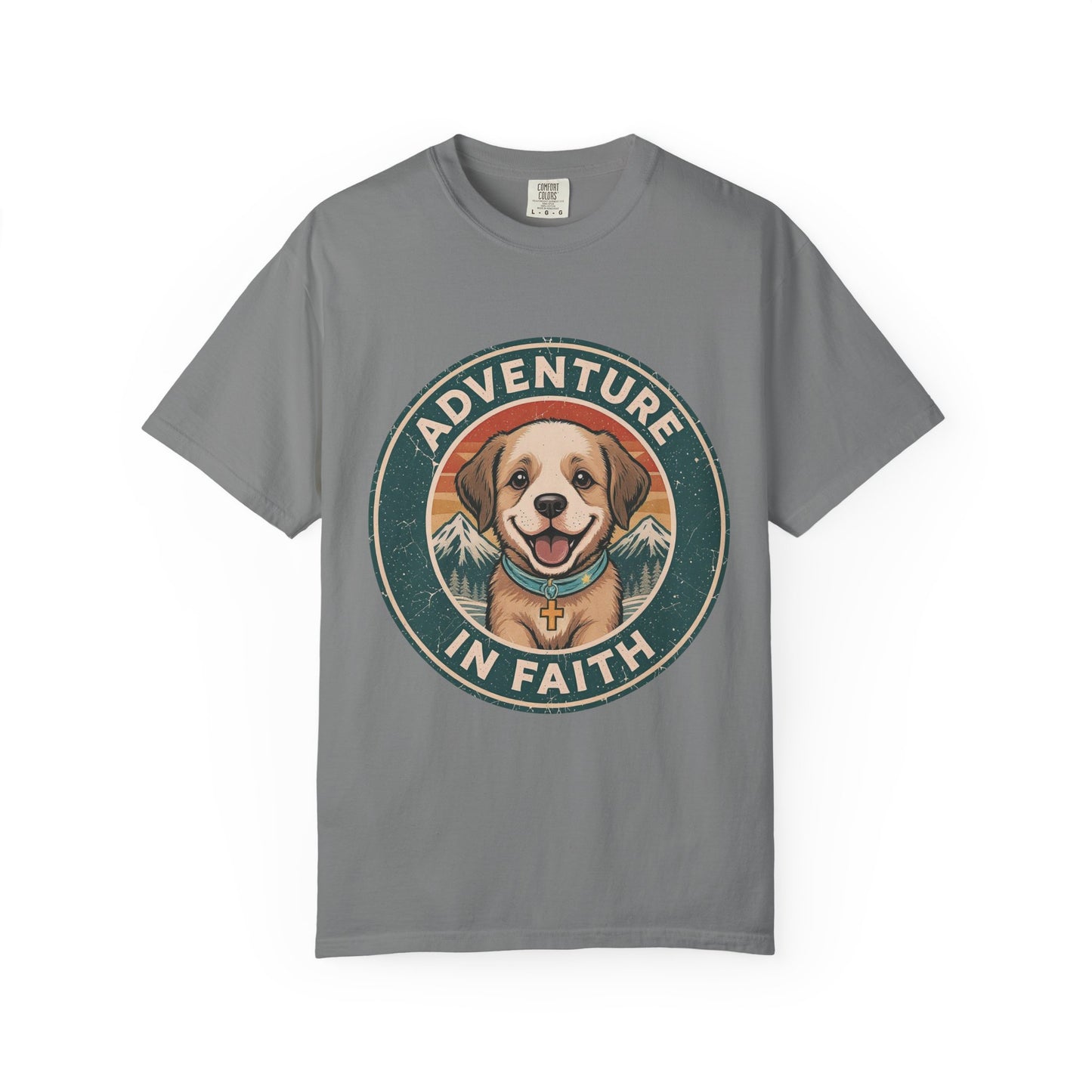 Adventure in Faith T‑Shirt — Retro Outdoors Dog Graphic