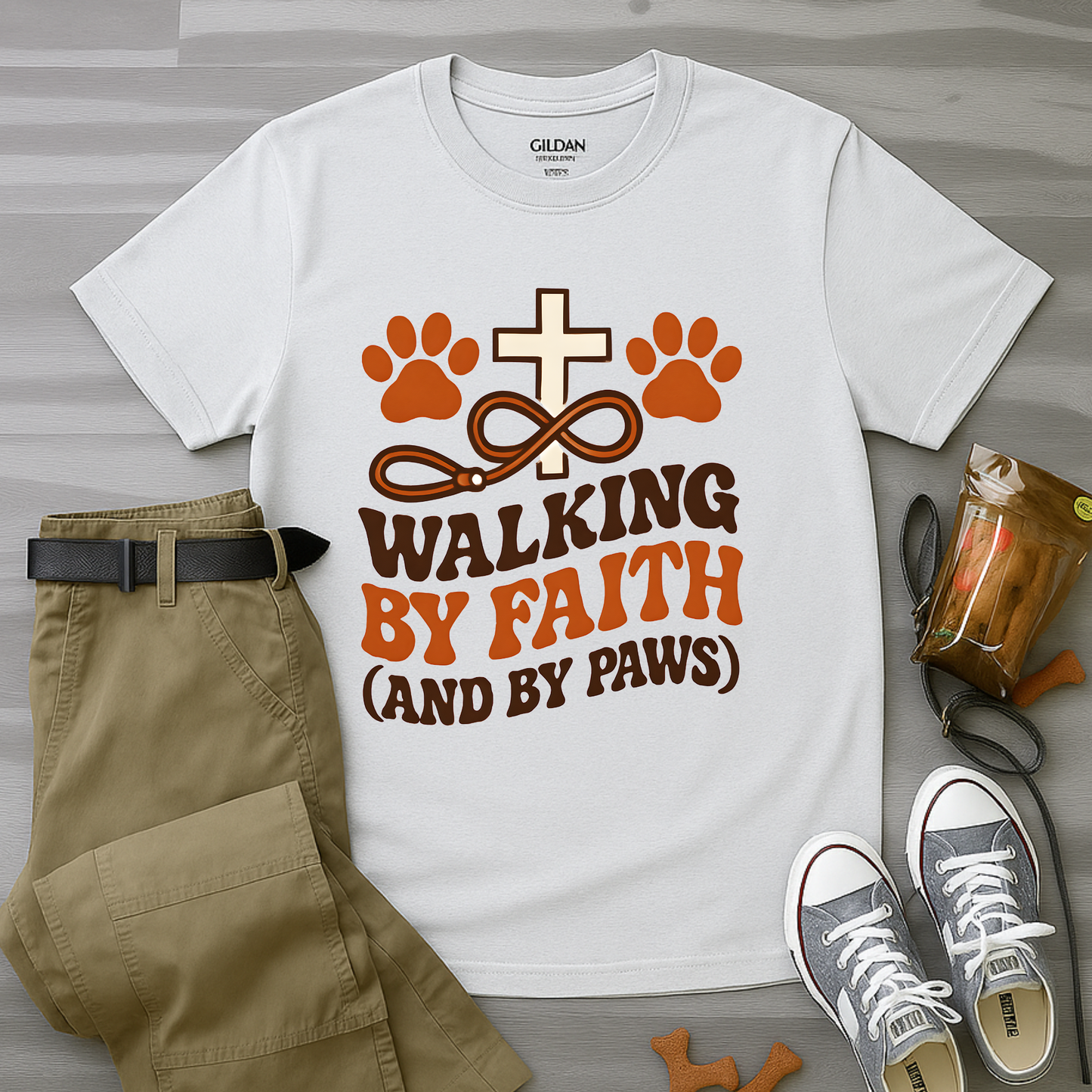 Walking By Faith and Paws Retro T-Shirt