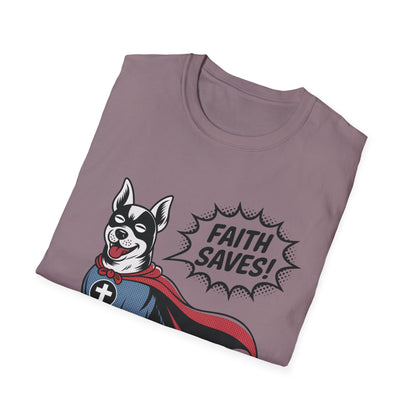 Faith Saves – Retro Superdog Comic T-Shirt