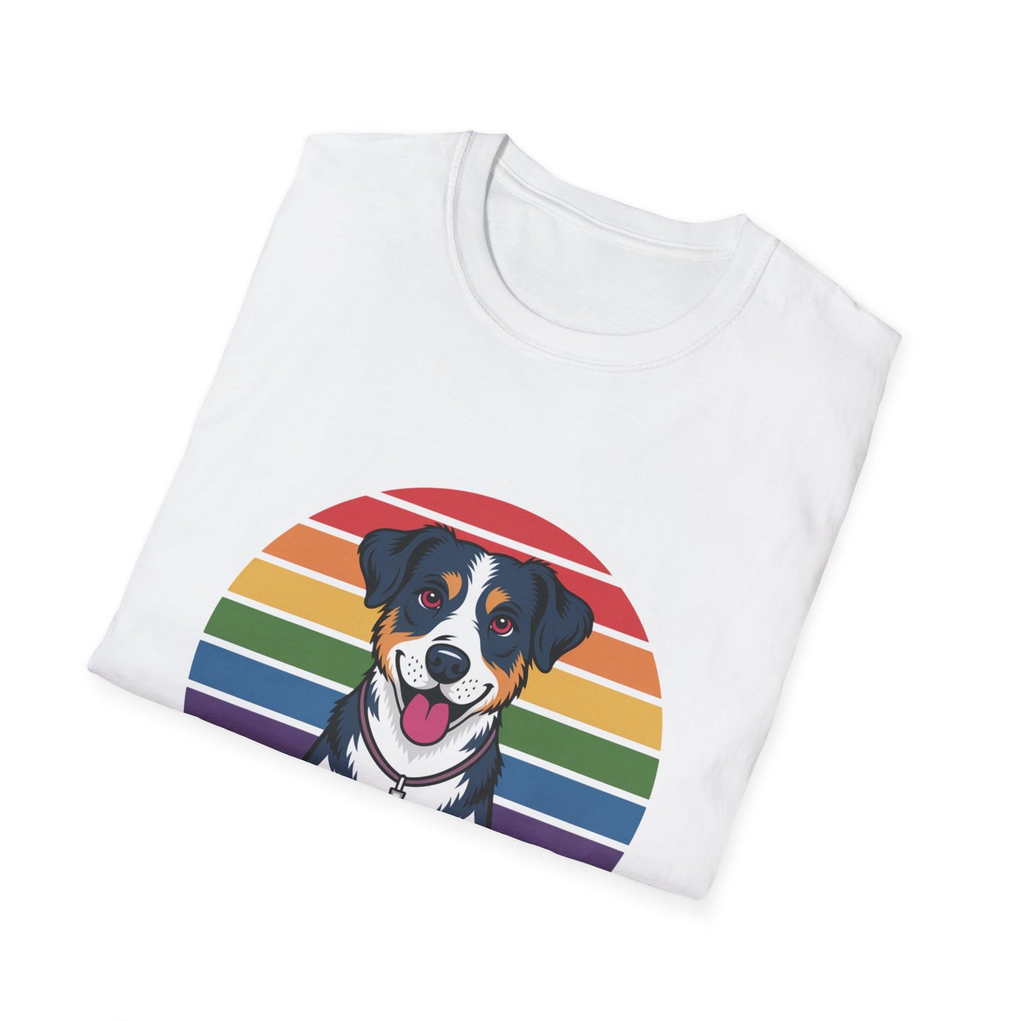 Paws & Prayer – 70s Retro Rainbow Dog T-Shirt