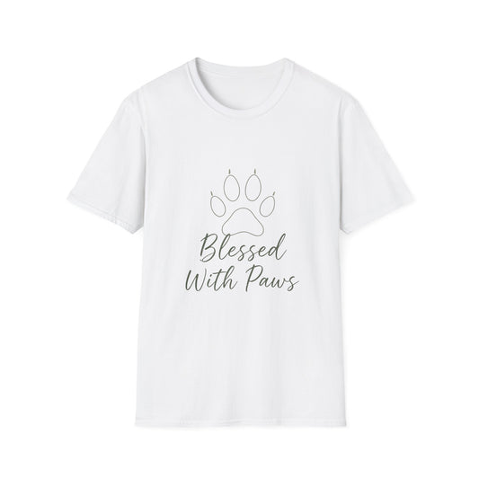 Blessed With Paws Line Art T-Shirt