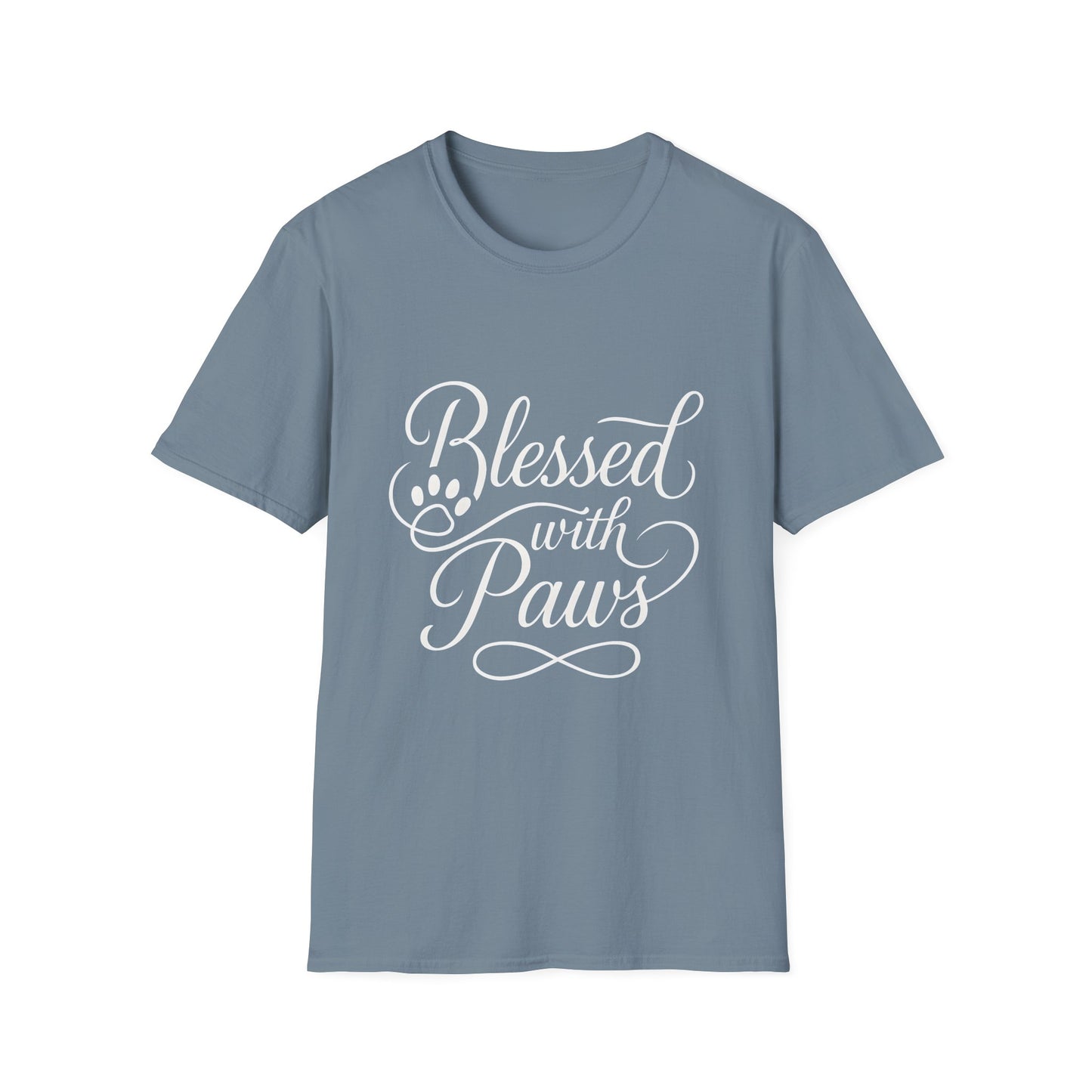 Blessed With Paws Calligraphy T-Shirt
