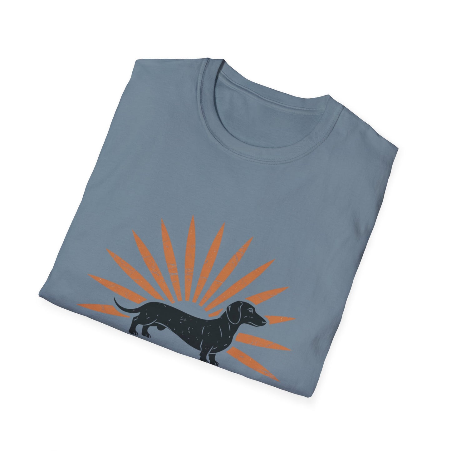 Dachshund Walking by Faith – Vintage Sunburst T-Shirt