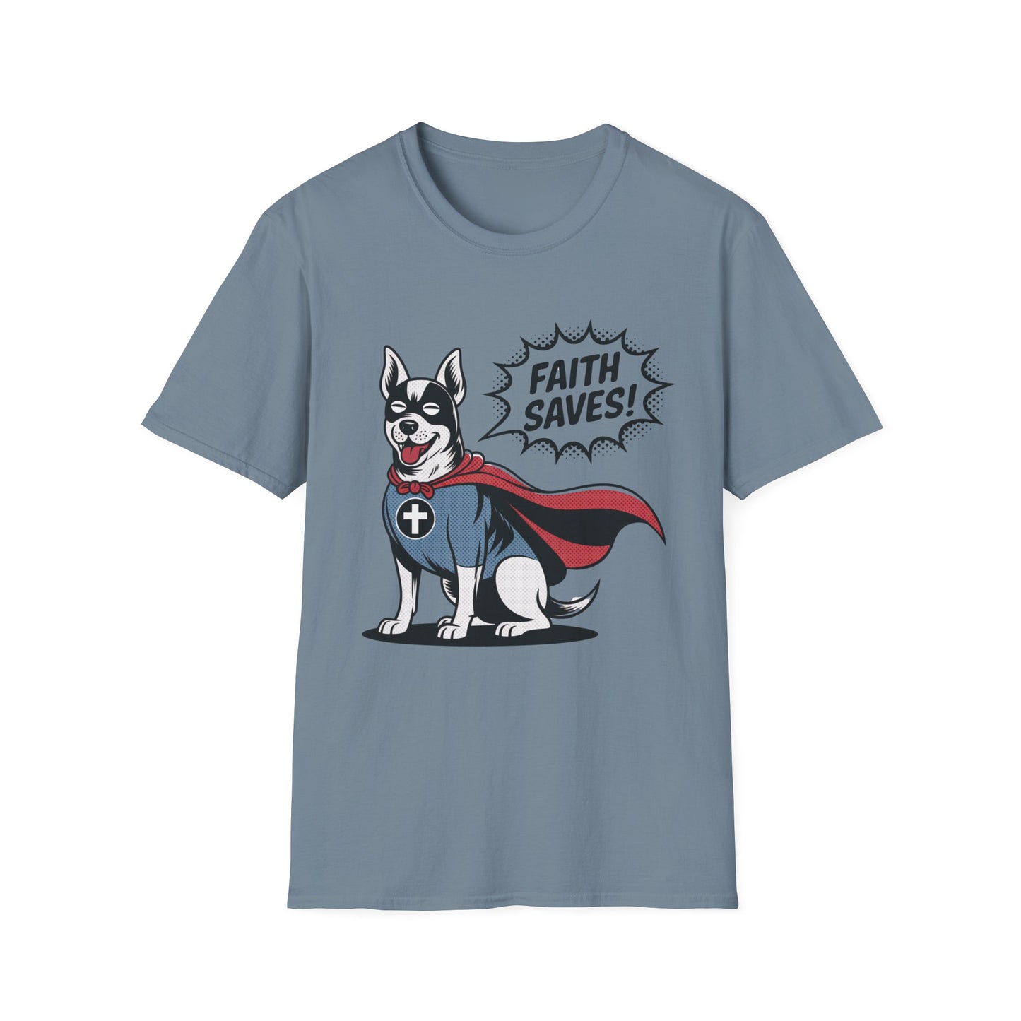 Faith Saves – Retro Superdog Comic T-Shirt