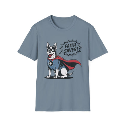 Faith Saves – Retro Superdog Comic T-Shirt