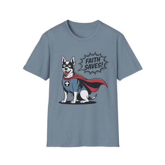 Faith Saves – Retro Superdog Comic T-Shirt