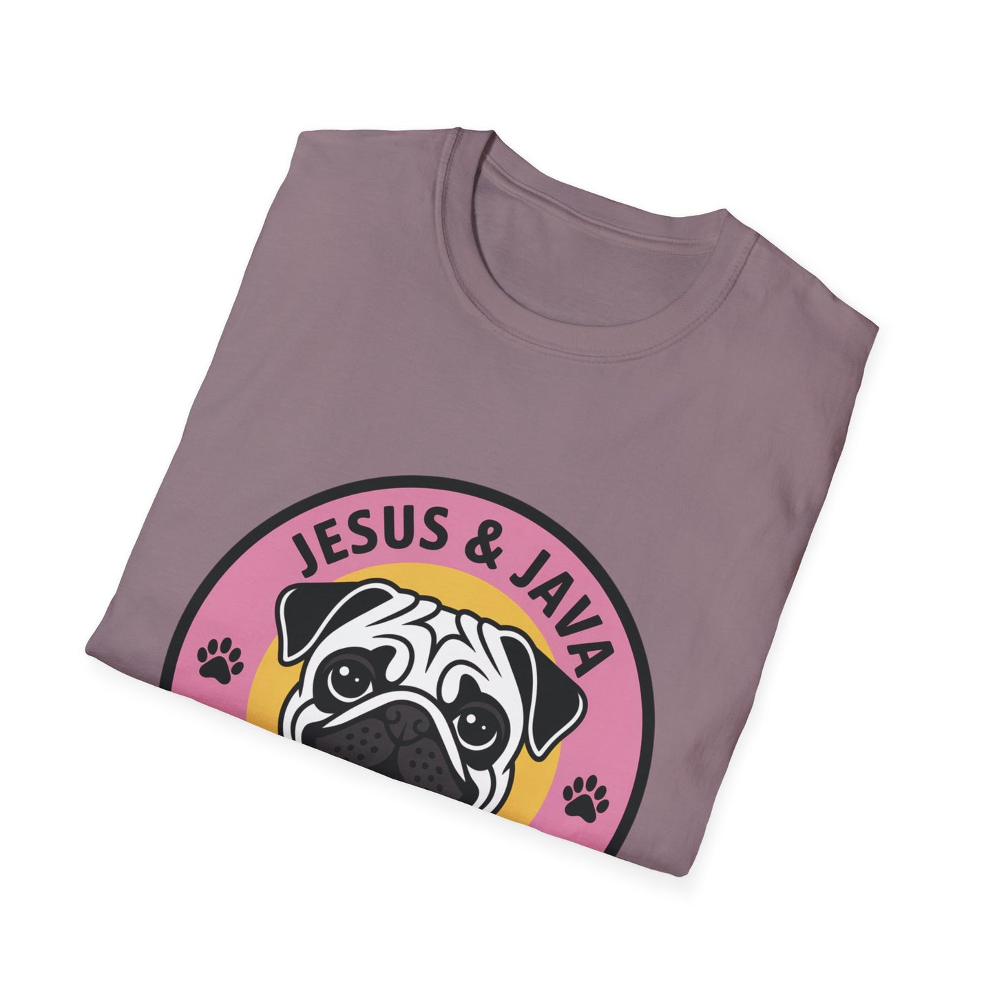 Jesus, Java & Paws – Retro Bubble Font Dog T-Shirt