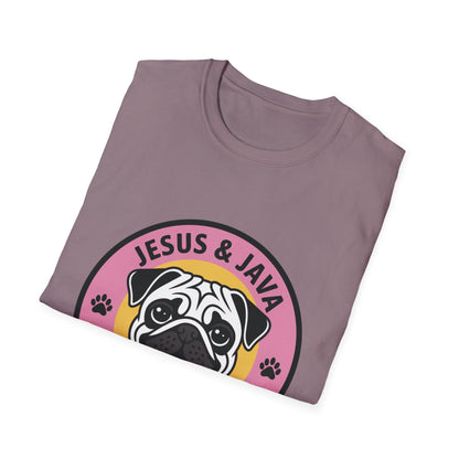 Jesus, Java & Paws – Retro Bubble Font Dog T-Shirt