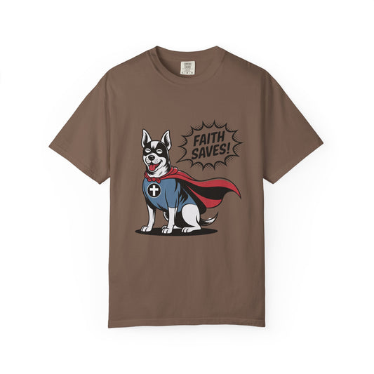Faith Saves – Retro Superdog Comic T-Shirt