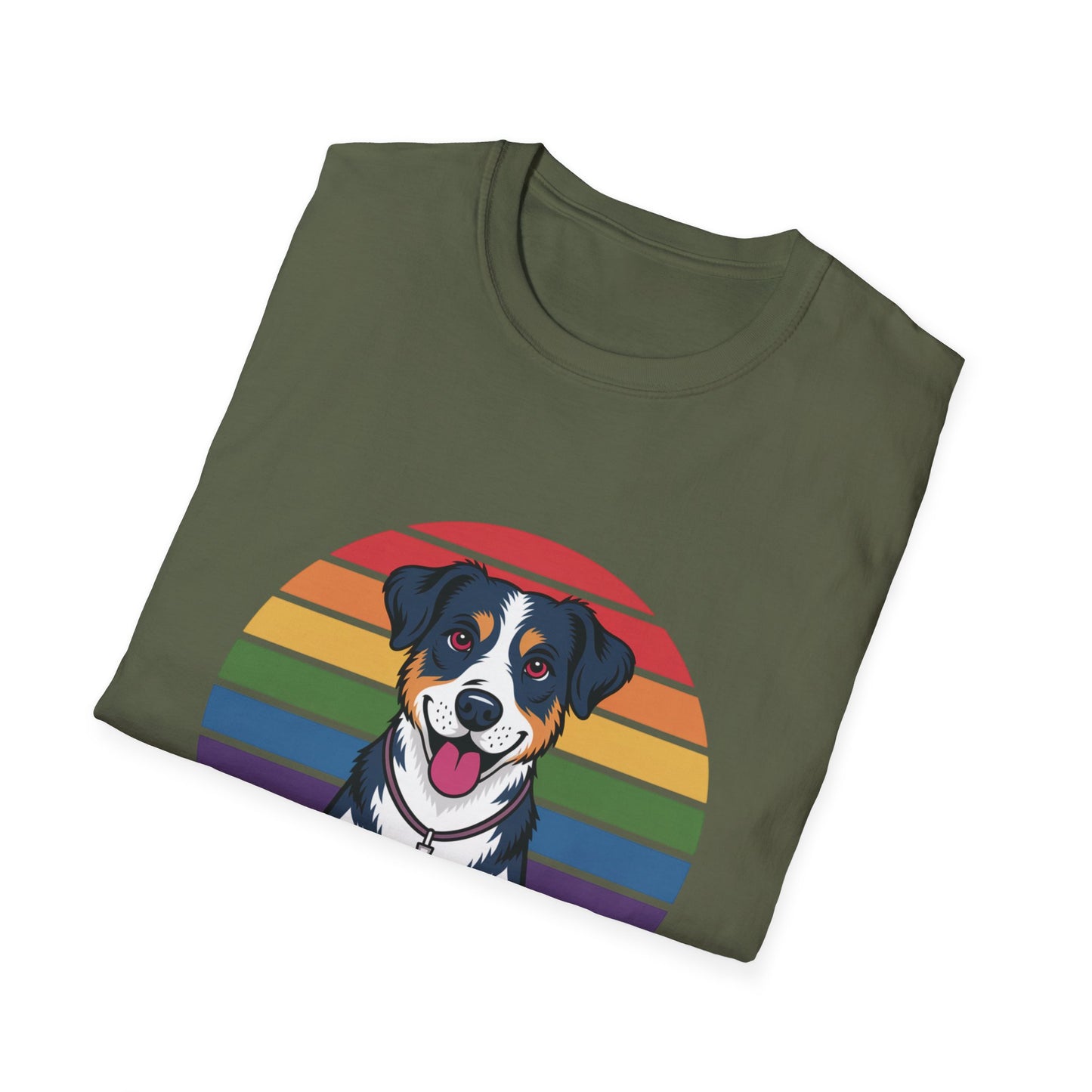 Paws & Prayer – 70s Retro Rainbow Dog T-Shirt