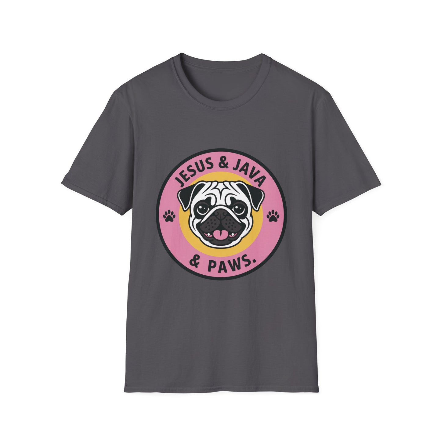 Jesus, Java & Paws – Retro Bubble Font Dog T-Shirt