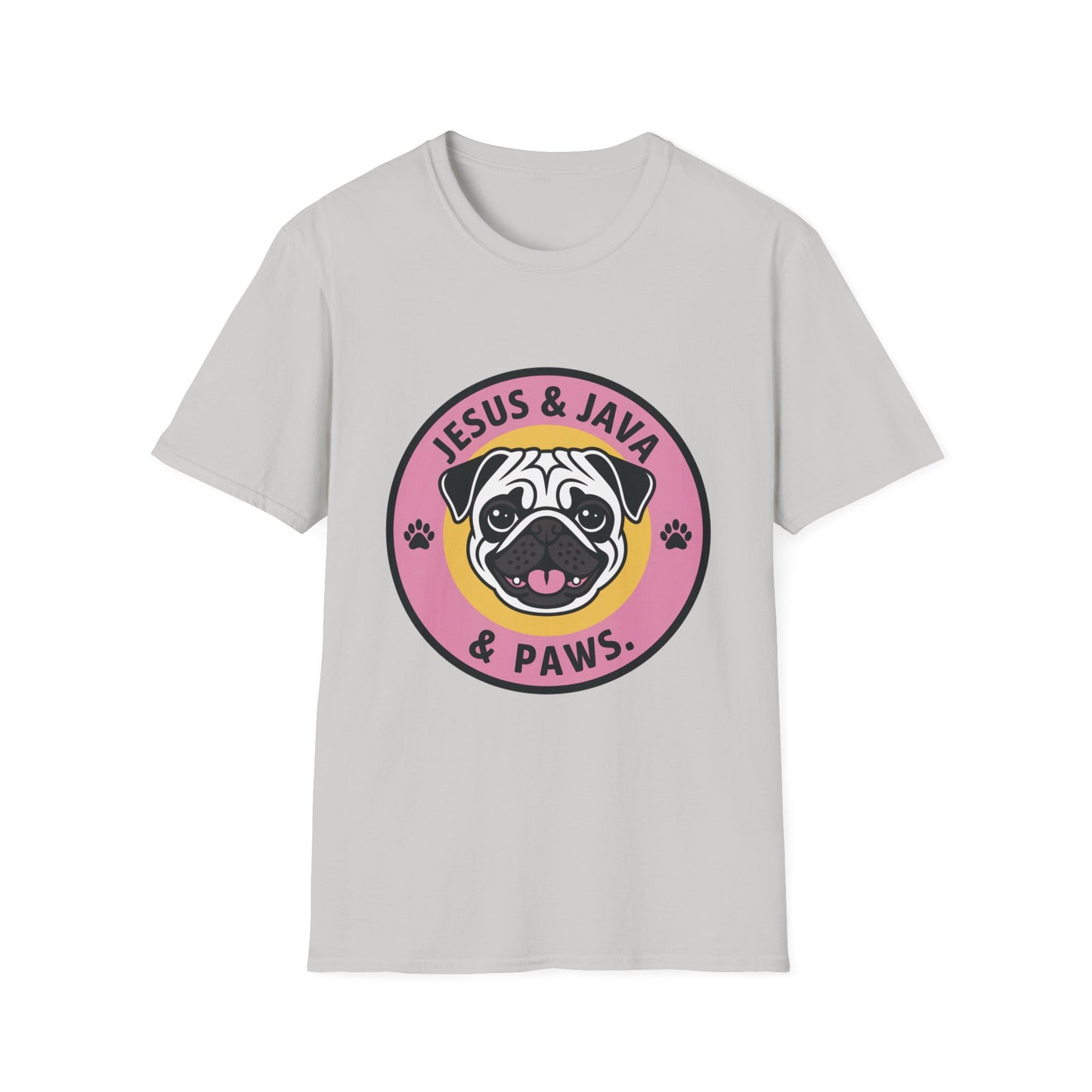Jesus, Java & Paws – Retro Bubble Font Dog T-Shirt