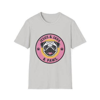 Jesus, Java & Paws – Retro Bubble Font Dog T-Shirt