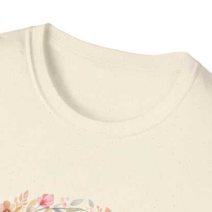 Walking By Faith With Four Paws Floral Wreath T-Shirt