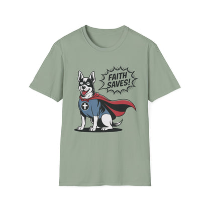 Faith Saves – Retro Superdog Comic T-Shirt