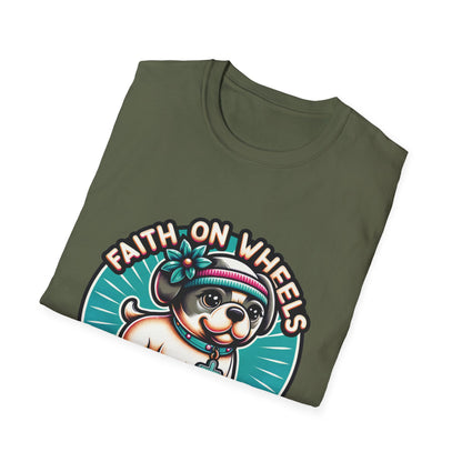 Faith on Wheels – Retro Roller-Skating Dog T-Shirt