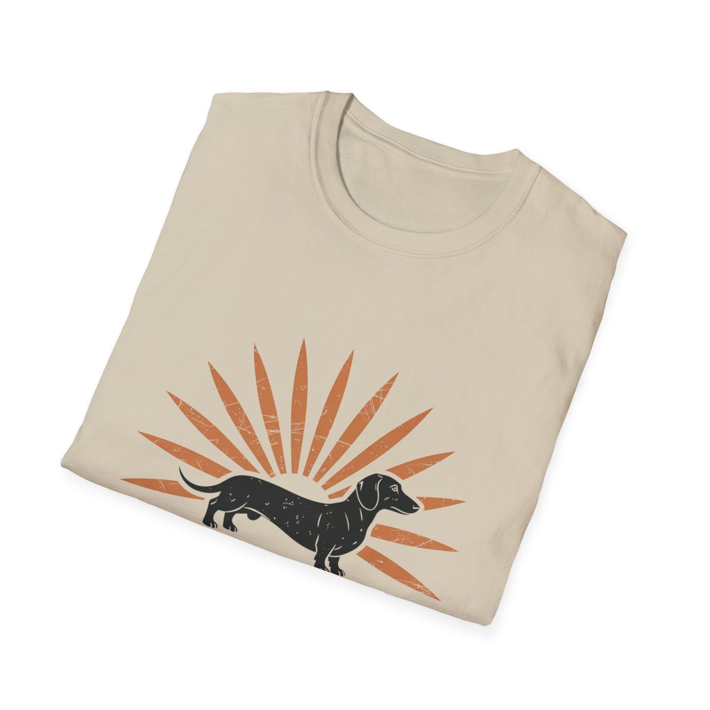 Dachshund Walking by Faith – Vintage Sunburst T-Shirt