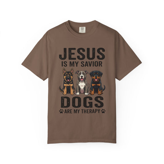 Jesus My Savior Dogs My Therapy T-Shirt