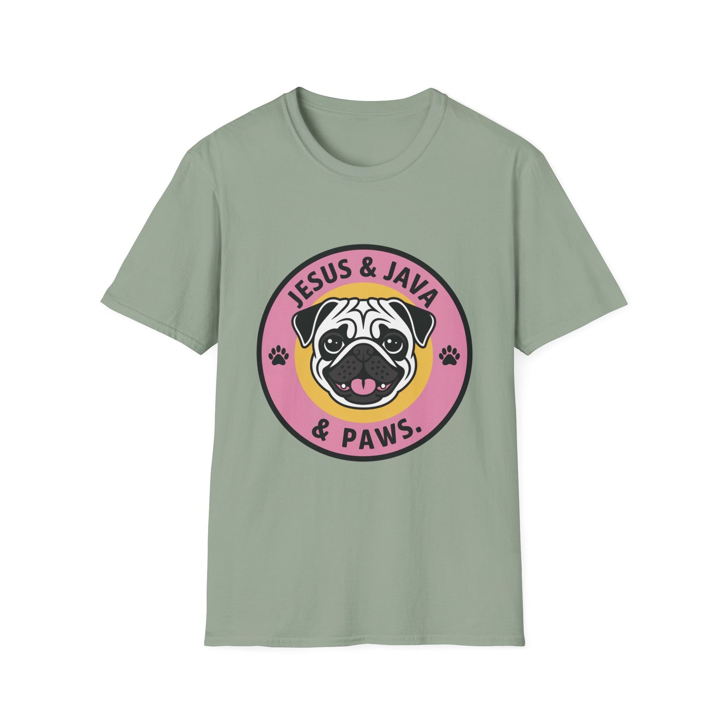 Jesus, Java & Paws – Retro Bubble Font Dog T-Shirt