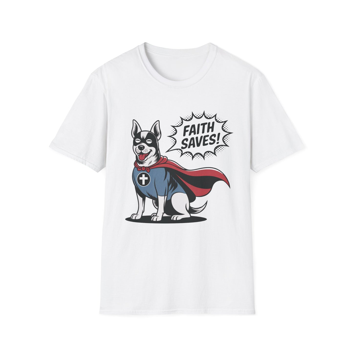 Faith Saves – Retro Superdog Comic T-Shirt