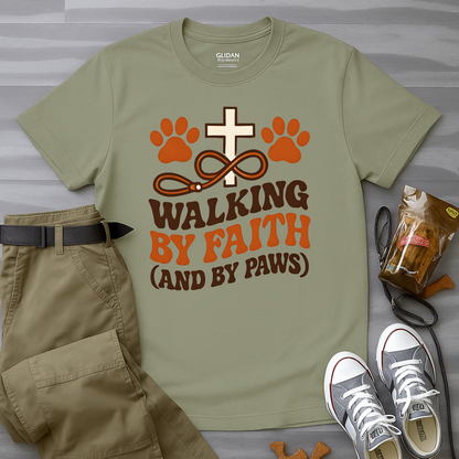 Walking By Faith and Paws Retro T-Shirt