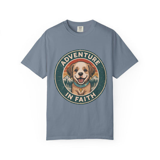 Adventure in Faith T‑Shirt — Retro Outdoors Dog Graphic