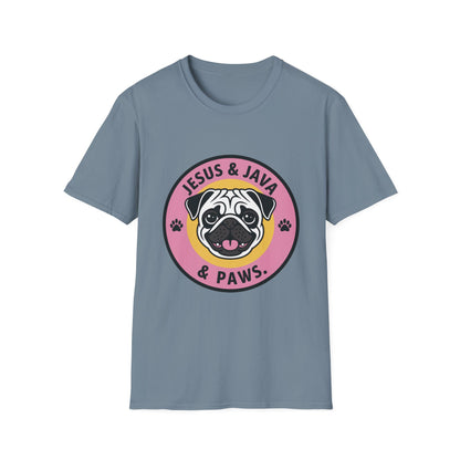Jesus, Java & Paws – Retro Bubble Font Dog T-Shirt